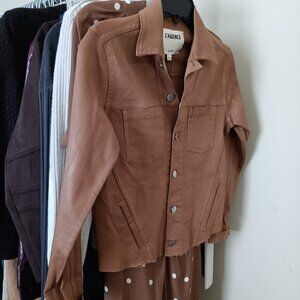L'Agence Janelle Slim Raw Jacket in Camel Brown
